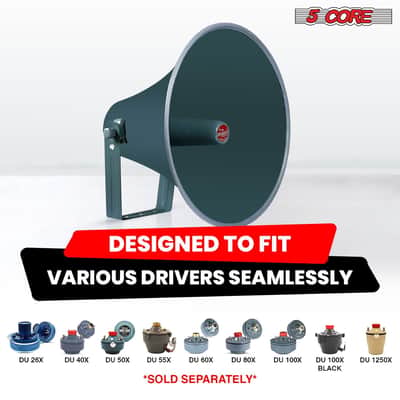 5 Core Outdoor PA Paging Horn Loud Speaker 16 Inch PA Speaker Weatherproof with mounting Bracket - RH 16-16" Short Throw Aluminum Horn image 8