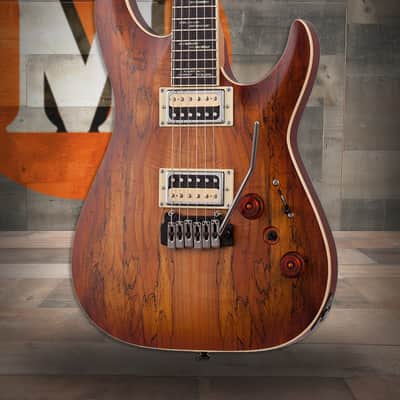 Schecter C-1 Exotic Spalted Maple Electric Guitar - Satin Natural Vintage Burst (3338) image 1