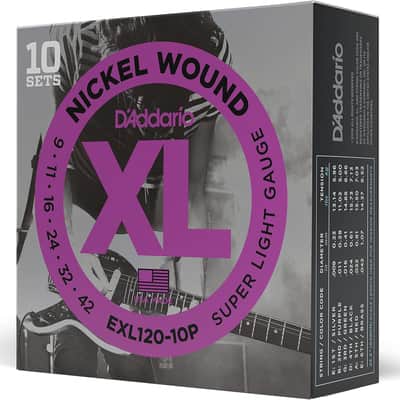 Electric Guitar Strings 9-42 D'Addario EXL120-10P Bonus Pack 10 Sets image 1