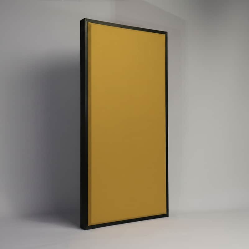 Custom Framed Acoustic Wall Panel | Gold Fabric & Black Wood Frame | Furniture-Quality Sound Absorbing Panel | Recording Studio, Home Studio, Mixing Room, Podcast Studio, Home Theater, Listening Room, Office & Vocal Booth | Made in USA image 1