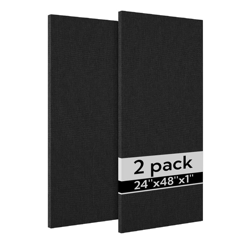 Acoustic Panels 2 Pack, 48''X24'' Large Sound Panels, Fabric Wrapped Sound Proof Foam Panels For Walls, Sound Absorbing Panels For Recording Studio Acoustical Treatments (Black) image 1