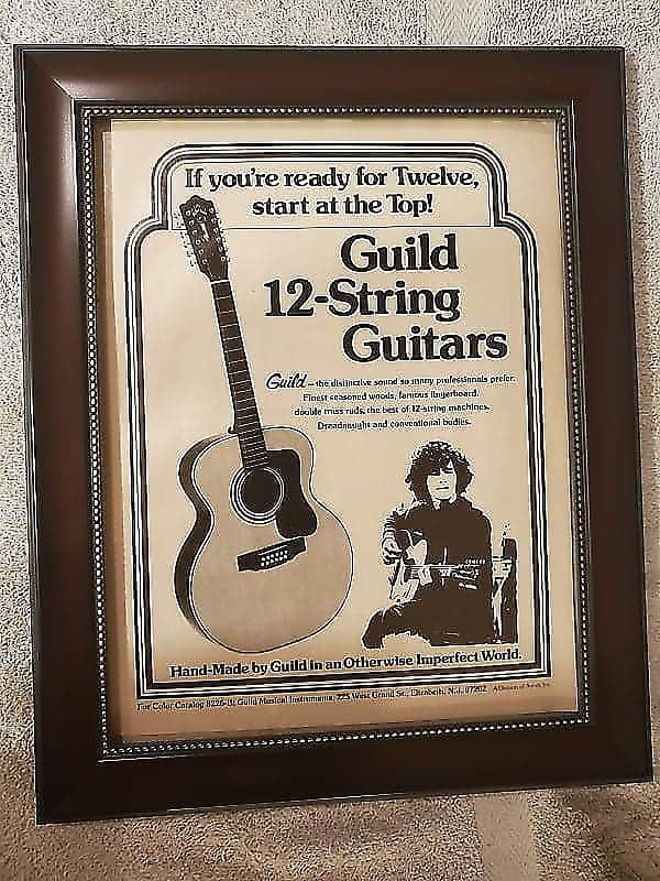 1976 Guild Guitars Promotional Ad Framed Guild 12 String Jimmy Page Original Rare image 1