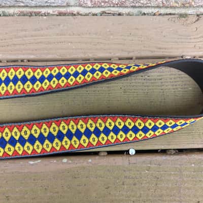 Vintage 1980's Ace-Style Guitar Strap! Plastic Buckle, Bright Pattern! Original Case Candy! image 3