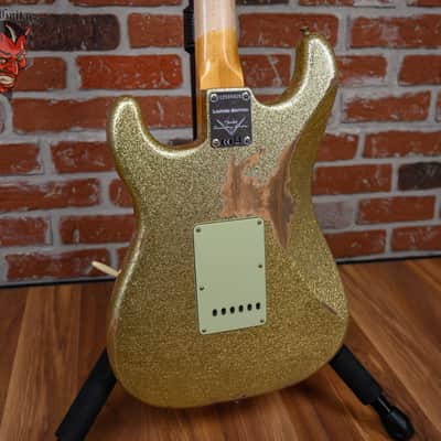 Fender Custom Shop W25 1962 Stratocaster Heavy Relic Gold Sparkle Boos Leather Custom Pickguard 2025 w/OHSC image 10