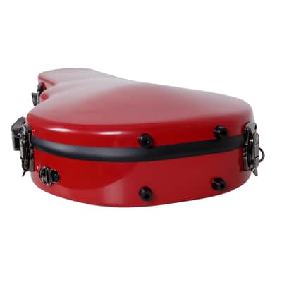 Crossrock Fiberglass Mandolin Hard Case Fits Both F & A Body Mandolin with Backpack Strap, Red image 5