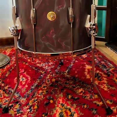 Gretsch 14"x16" FLOOR TOM w/Legs USA Custom Heritage Lugs - Black Satin Flame Nitron Wrap *EXCELLENT* 2024 image 20