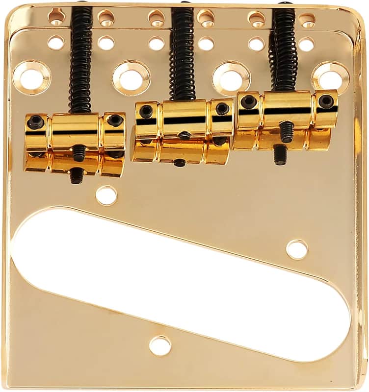 Guitar Bridge Tailpiece 3Pcs Zinc Saddles Bridge Top or Bottom Load Style for Vintage Tele Telecaster Style Electric Guitar Parts Gold. image 1