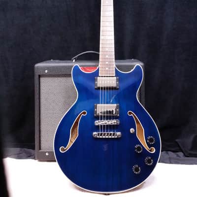 SALE - Ibanez Artcore AM73 Semi Hollowbody Guitar - P90 - 2001 - Blue with Hard Case image 1