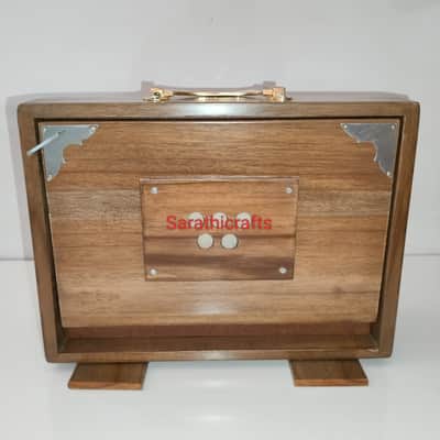 Sarathi 12x9x3 in. Shruti Box Teak Wood C3 to C4 Wood Keys 440Hz Sur Pete With Bag 2024 - Teak Wood image 2