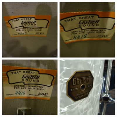 Gretsch Vintage 4 Piece Drum Set 1970s White Marine Pearl image 4