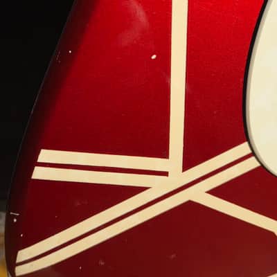 Vintage 1980s Hondo EVH Strat Copy Metallic Red/White Stripes Upgraded Tuners & Set Up image 7