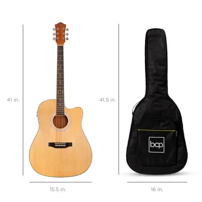 Best Choice Products 41in Beginner Acoustic Electric Cutaway Guitar Set w/ Case, Strap-Blue image 20