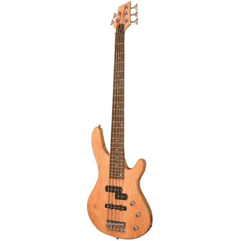 Kona KE5BN 5-String Electric Bass Guitar with Split Pickups, Natural image 1