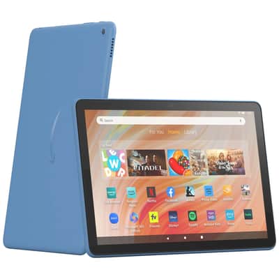 Amazon Fire HD 10 10.1" 32GB Wi-Fi Tablet, 13th Gen, Ocean + Vidpro 2-Person Wireless Lavalier Microphone Set + 32GB MicroSD Transcend Memory Card + Tablet Cradle for Tripods Ipad Tablet Tripod Mount Adapter Fist Most Tablets + 6" Tabletop Tripod & HandGr image 2