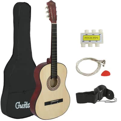 Acoustic Guitar 38" Full Size Beginners Guitar w/Case,Strap,Tuner & Pick Natural image 1