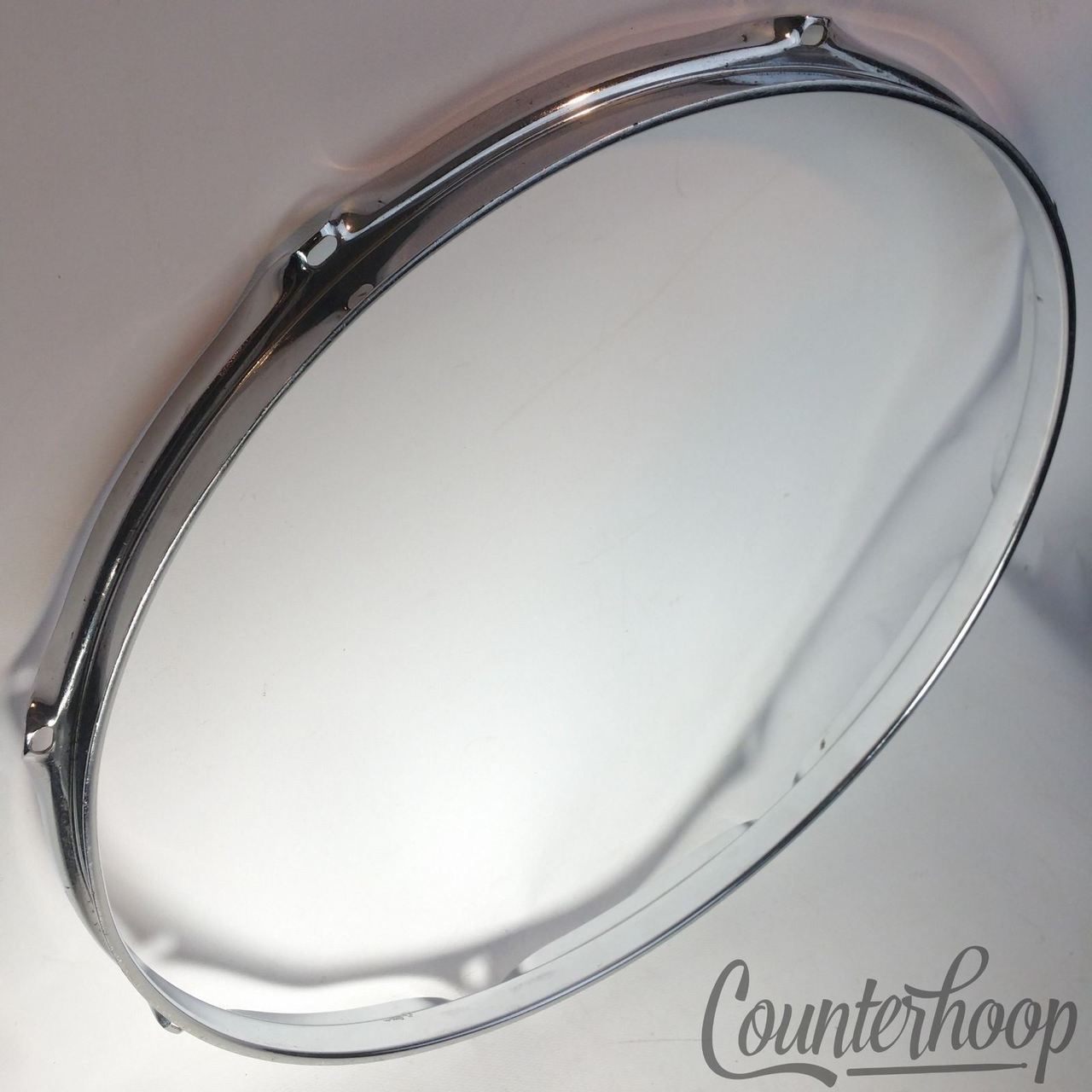 Ludwig 15" Tom/Marching Snare Drum Batter Rim/Hoop 8-Lug Chrome Vintage 70s USA — main photograph