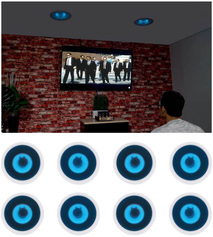 (8) Rockville HC85B-LED 8" 700 Watt In-Ceiling Home Theater Speakers w/Blue LED image 1