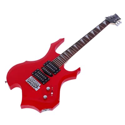 Cxxss Novice Flame Shaped Electric Guitar HSH Pickup Bag Strap Paddle Rocker Cable Wrench Tool - Red image 7