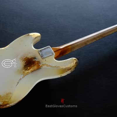 Fender Jazz Bass Vintage White Gold Edition Heavy Aged Relic by East Gloves Customs (RARE) image 16
