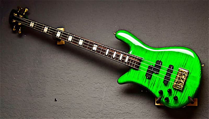Spector Left Handed Euro 4LX 2016 Trans Green Flame Top Lefty Bass Guitar image 1