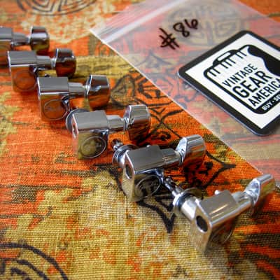 Vintage Fender Guitar Tuners (6) on a side Deluxe Model 1972-1982 - Chrome with Chrome Button image 5