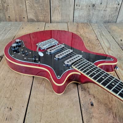 Harley Benton BM-75 DLX Brian May Red Special Replica - Transparent Red image 10