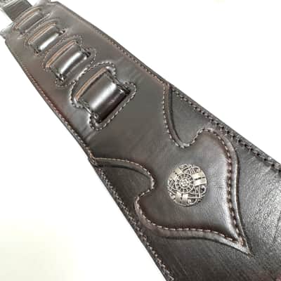 Walker & Williams LIP-05 Matte Copper Carved Leather Spade Cut Strap with Tooled Cross and Thorns image 7