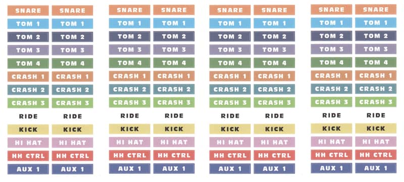 4 SETS of Yamaha Drum Cable Snake Stickers - Decal TD Label Pair Pack image 1