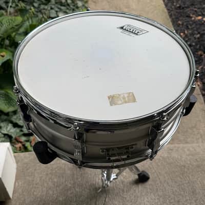 All Original Ludwig Acrolite 5x14" 8-Lug Aluminum Snare Drum w/ Rounded Blue/Olive Badge image 2