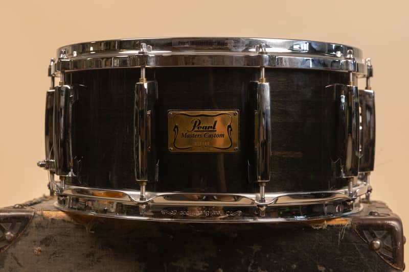 1990s Pearl 6.5x14 Masters Custom Black Mist Snare Drum image 1