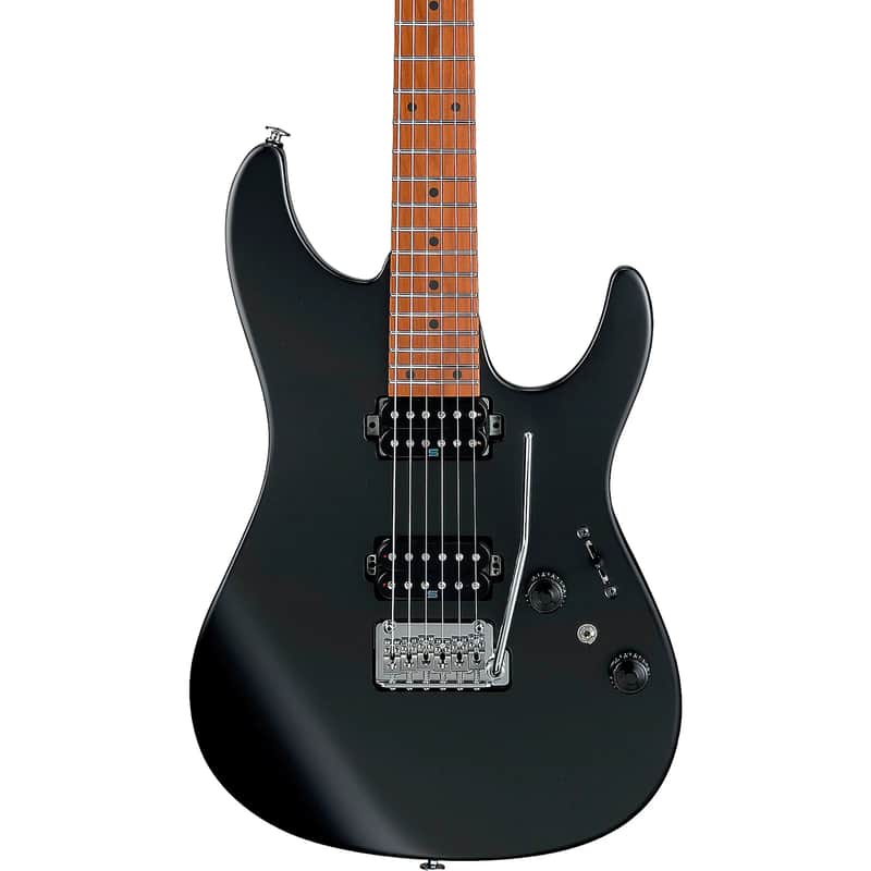 Ibanez AZ Prestige AZ2402-BKF 6-String Solid Body Electric Guitar with S-Tech Wood Roasted Maple Fretboard, Right-Handed, Black Flat image 1