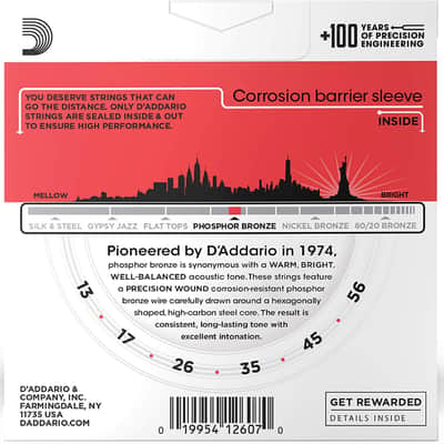 D'Addario EJ17 3-Pack Phosphor Bronze, Medium 13-56 Acoustic Guitar Strings image 2