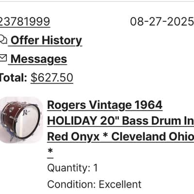 Rogers mid 60's Holiday Headliner Red Onyx image 14