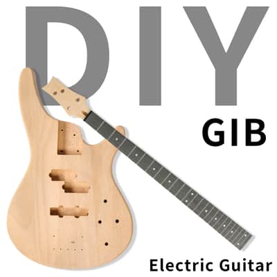 Ukscs DIY 4 String IB Style Electric Bass Guitar Kits with Mahogany Body, Maple Neck and Accessories image 12