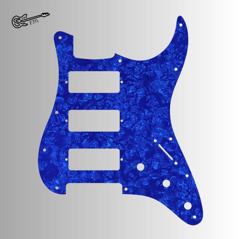 Dark Blue Pearl Strat Minihumbuckers HHH Pickguard (Fits Fender / Squier) image 1