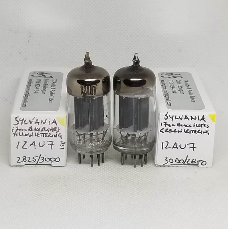 Sylvania 12AU7 Long Black Plate Well Matched (5.8%) Pair NOS 12AU7A ECC82 image 1