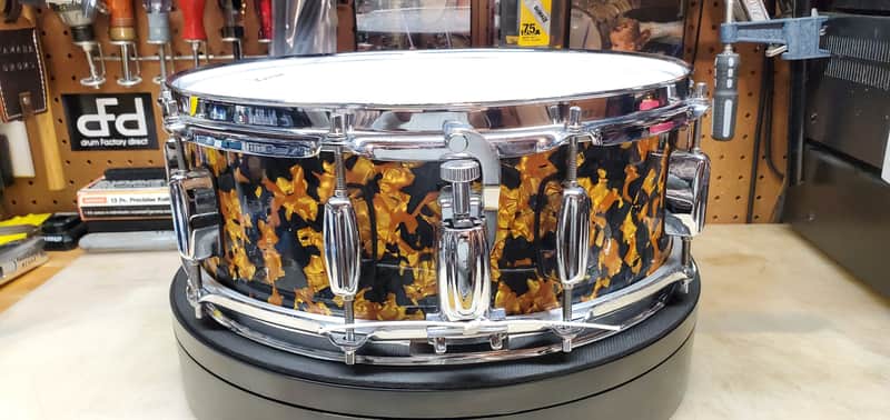 Barton 5"x14" Snare Drum - Gold & Black Pearl VIDEO !!! image 1