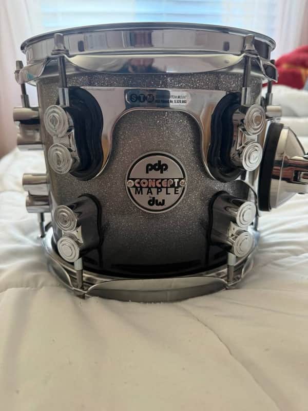 PDP PDCM0708STSB Concept Maple Series 7x8" Rack Tom with Chrome Hardware 2010s - Silver to Black Sparkle Fade image 1