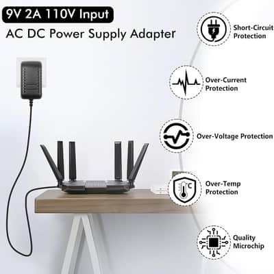 AC DC Power Supply Adapter Charger, 9V,2A, 110V AC, 5.5 x 2.1mm Center Positive, Compatible with Guitar Pedal, Piano Keyboard image 3