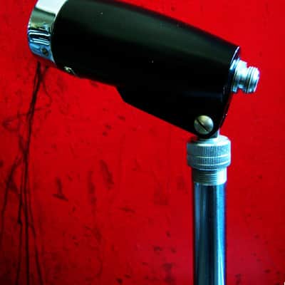 Vintage 1960's Calrad DM-9 dynamic microphone black harp mic w stand Olson Lafayette prop display image 8