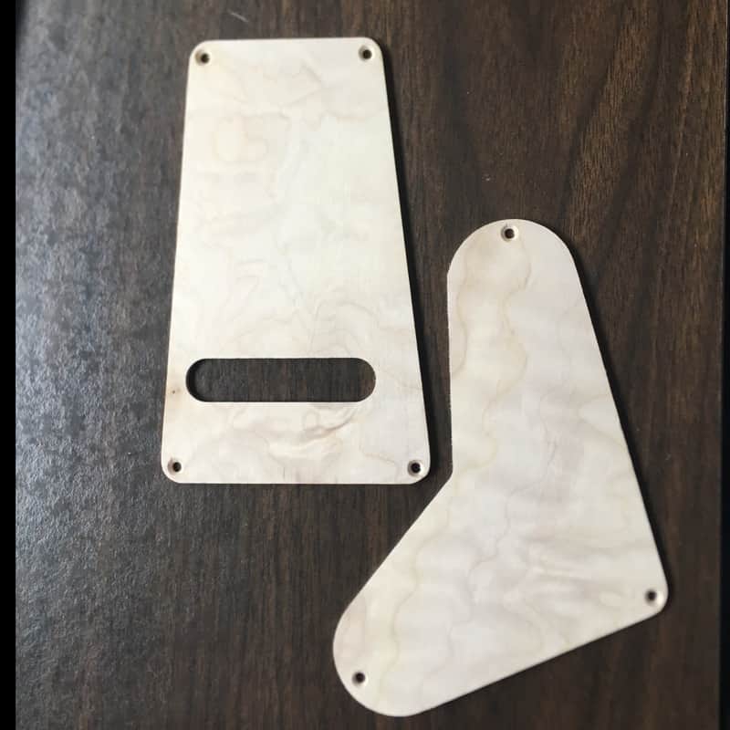 Guilford  3A Quited Maple Backplate Set - fits PRS LEFTY USA tremolo models Can be stained and finished to suit - ready to install image 1