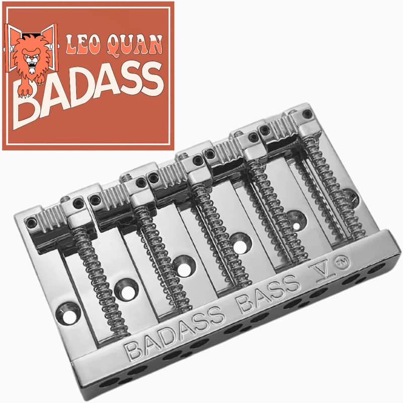 NEW Leo Quan® Badass V™ Bass Bridge for 5-string Fender P/Jazz Bass® - CHROME image 1