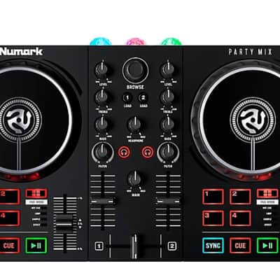 Numark PartyMix DJ Controller with Built-In Sound Card, Light Show 2010s - Black image 2