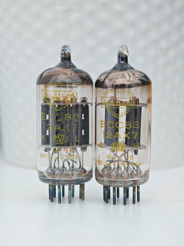 2x Mullard ECC83 1963 - Yellow Print Datecode I63 image 1