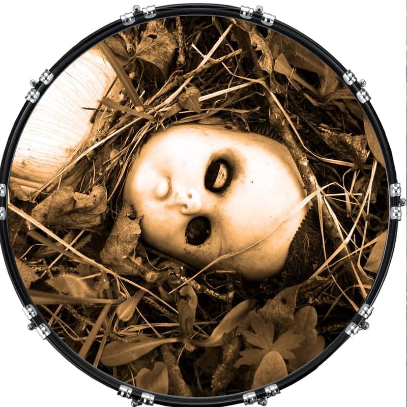 Custom Graphical 22" Kick Bass Drum Head Skin -Spooky Doll 3 image 1