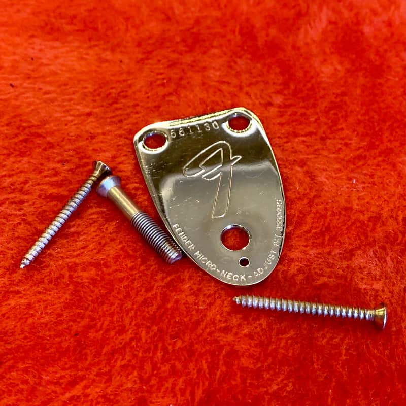 Fender Stratocaster neck plate c 1975 Chrome original vintage USA telecaster deluxe custom thinline image 1