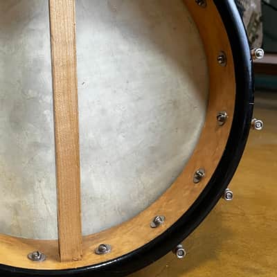 Vintage 1920s Banjo Mandolin Project Birdseye Maple Open Back 8-String Calfskin Head image 12