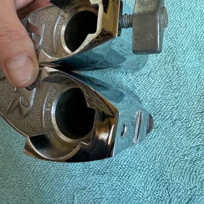 Rogers Two Tom Drum Mount or Spur brackets - Big R Memriloc XP8 - 1” Lot #5 70s - Chrome image 3