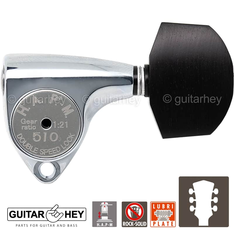 NEW Gotoh SGV510Z-EN01 HAPM L3+R3 Locking Tuners Adjust. Post Height 3x3, CHROME