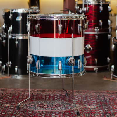 Ludwig 1970s Ludwig Vistalite Kit in Red, White, and Blue - 14x22, 16x16, 8x12 image 12